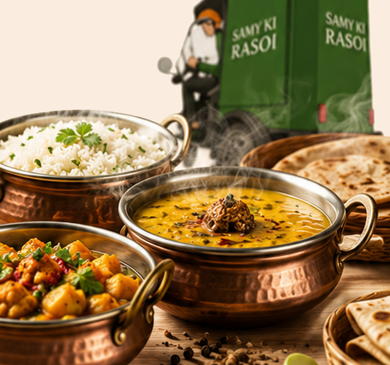 Delicious home-style Indian thali from Samy Ki Rasoi